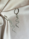 Long Tassel Rhinestone Drop Earrings for Women Snake Shape Crystal Dangle Earrings