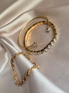 Alloy Open Bracelet Layered Rhinestone Bracelets Set
