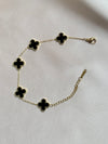 Double Sided Clover Bracelet for Women 14K Gold Silver Plated Stainless Steel Plant Flowers