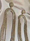 Gold Silver Rhinestone Tassel Earrings