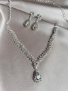 TREAZY NEW Charm Crystal Rhinestones Bridal Jewelry for Women Waterdrop Necklace Earrings