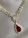 Luxury Water Drop Rhinestone Necklace Earrings For Women Crystal Zircon Pendant