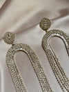 Gold Silver Rhinestone Tassel Earrings