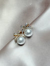 Bow Pearl Diamond Earring
