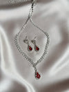 Luxury Crystal Silver Gold Necklace Earrings For Women High-end Rhinestone Pendant Clavicle Chain