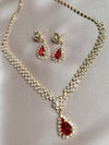 Luxury Water Drop Rhinestone Necklace Earrings For Women Crystal Zircon Pendant