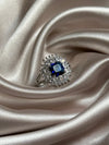 Blue Stone Silver Zirconia Ring