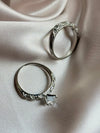 2 PCS/Set ! Trendy Milangirl White zircon Round Ring Set