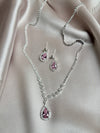 Luxury Water Drop Rhinestone Necklace Earrings For Women Crystal Zircon Pendant