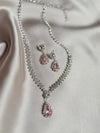 TREAZY NEW Charm Pink Crystal Rhinestones Bridal Jewelry for Women Waterdrop Necklace Earrings Fashion Wedding Jewelry Sets