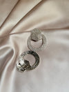 Diamond Dangle Medium Silver Earrings