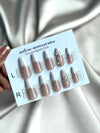 French tip square press on pearl nails 24pcs