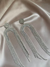 Gold Silver Rhinestone Tassel Earrings