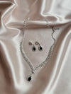 Luxury Crystal black stone Necklace Earrings For Women High-end Rhinestone Pendant Clavicle Chain