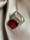 Huitan Gorgeous Square Dark Red Cubic Zirconia Rings for Women