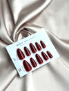 Beautiful maroon colour almond shape 24pcs press on nails