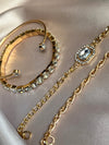 Alloy Open Bracelet Layered Rhinestone Bracelets Set