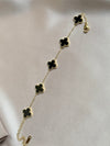 Double Sided Clover Bracelet for Women 14K Gold Silver Plated Stainless Steel Plant Flowers
