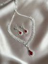 Luxury Crystal Silver Gold Necklace Earrings For Women High-end Rhinestone Pendant Clavicle Chain