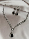 Luxury Crystal black stone Necklace Earrings For Women High-end Rhinestone Pendant Clavicle Chain