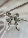 Elegant Bow Tie Full Stone Ribbon Hoop Earrings