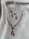 TREAZY NEW Charm Pink Crystal Rhinestones Bridal Jewelry for Women Waterdrop Necklace Earrings Fashion Wedding Jewelry Sets