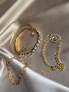 Alloy Open Bracelet Layered Rhinestone Bracelets Set
