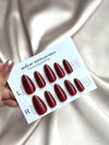Beautiful maroon colour almond shape 24pcs press on nails