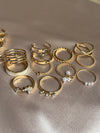 Set Of Gold Stone Pearl Rings