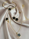New Gold-Plated Silver Flowers 5 Pieces/Set Bracelet Pendant Necklace Earrings