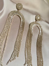Gold Silver Rhinestone Tassel Earrings