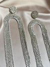 Gold Silver Rhinestone Tassel Earrings