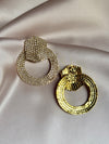 Diamond Dangle Medium Round Gold Earrings