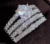 2Pcs Silver Zirconia Platinum Ring