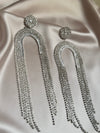 Gold Silver Rhinestone Tassel Earrings