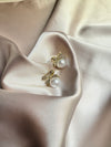 Bow Pearl Earrings Gold White Pearl
