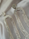 Gold Silver Rhinestone Tassel Earrings