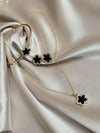 New Gold-Plated Silver Flowers 5 Pieces/Set Bracelet Pendant Necklace Earrings
