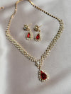 Luxury Water Drop Rhinestone Necklace Earrings For Women Crystal Zircon Pendant