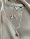 Luxury Water Drop Rhinestone Necklace Earrings For Women Crystal Zircon Pendant