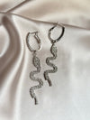 Long Tassel Rhinestone Drop Earrings for Women Snake Shape Crystal Dangle Earrings
