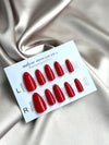 Almond shape red press on nails 24pcs