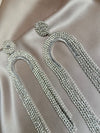 Gold Silver Rhinestone Tassel Earrings