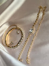 Alloy Open Bracelet Layered Rhinestone Bracelets Set