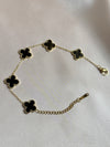 Double Sided Clover Bracelet for Women 14K Gold Silver Plated Stainless Steel Plant Flowers