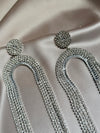 Gold Silver Rhinestone Tassel Earrings