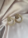 Diamond Dangle Medium Round Gold Earrings