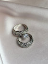 2 PCS/Set !White Zircon Round Ring Set