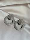Diamond Dangle Medium Silver Earrings