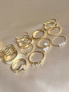 Set Of Gold Stone Pearl Rings